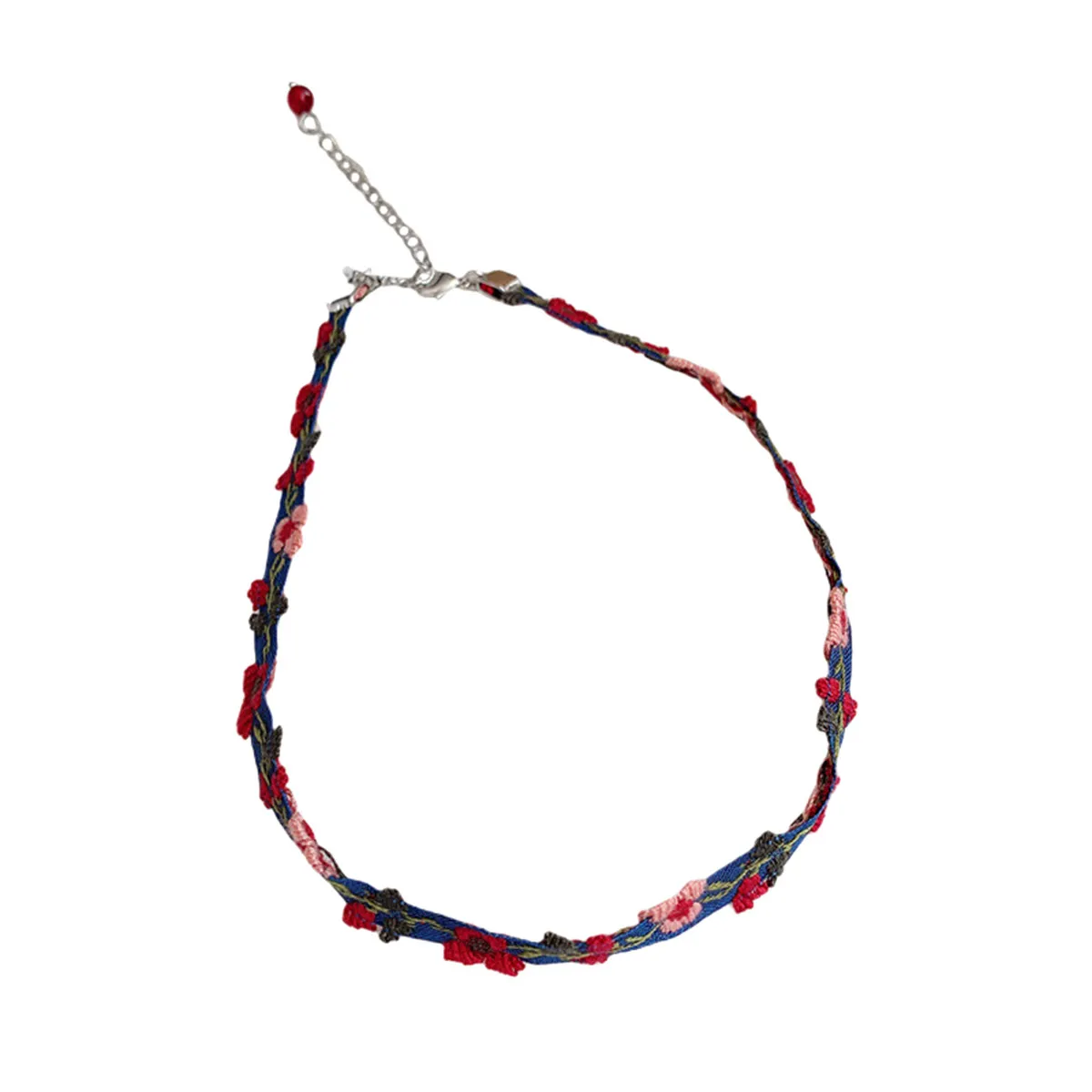 Vintage Flower Choker Necklaces For Women Handmade Embroidered Clavicle Chain Fashion Cloth Jewelry Decor