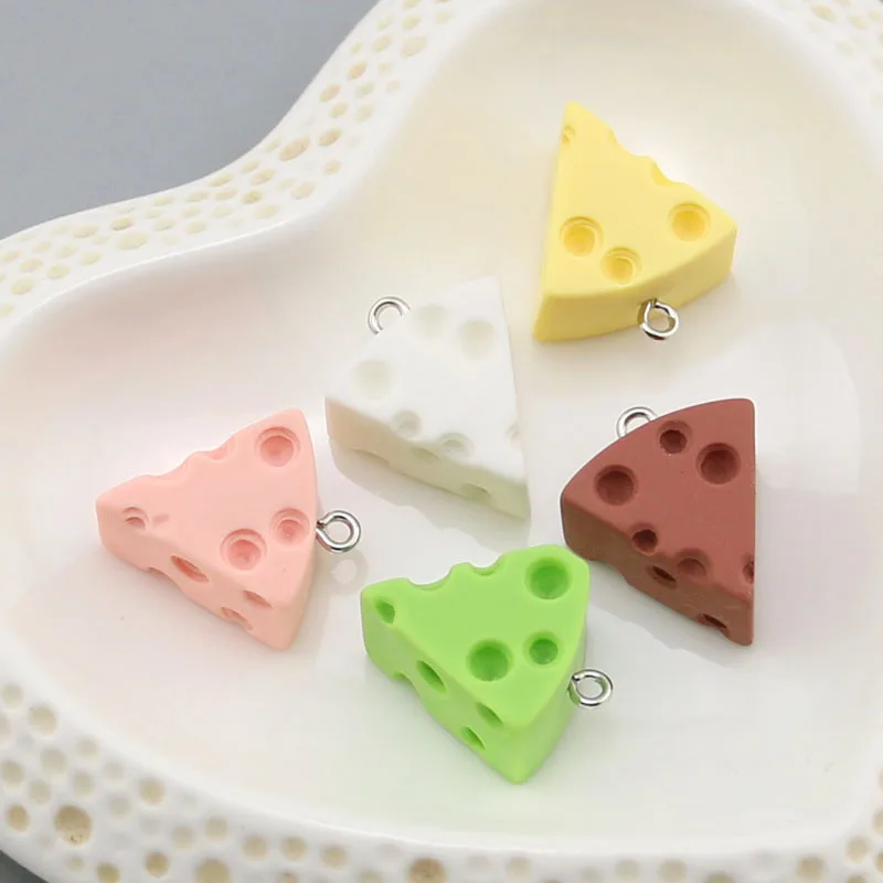 10pcs Triangle Cheese Resin Charms Simulated Food Pendant For Earring Keychain Decor Diy Jewelry Making Supplies view 4