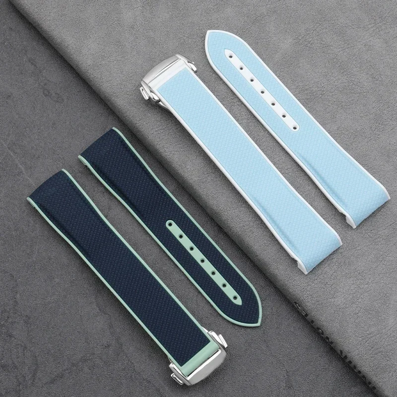 NEW 20mm  Soft Dual Rubber Watchband For Omega Strap X S-watch Joint MoonSwatch Celestial  Curved End Wristband
