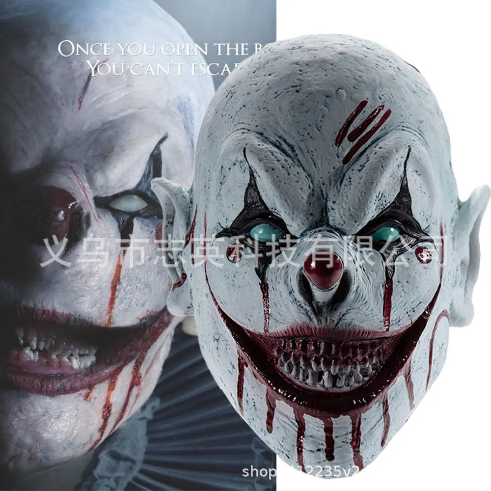 

2024 Joker Mask Doll Box Horror Bloody Clown Mask Halloween Scary Headset Simulation Cosplay Prop