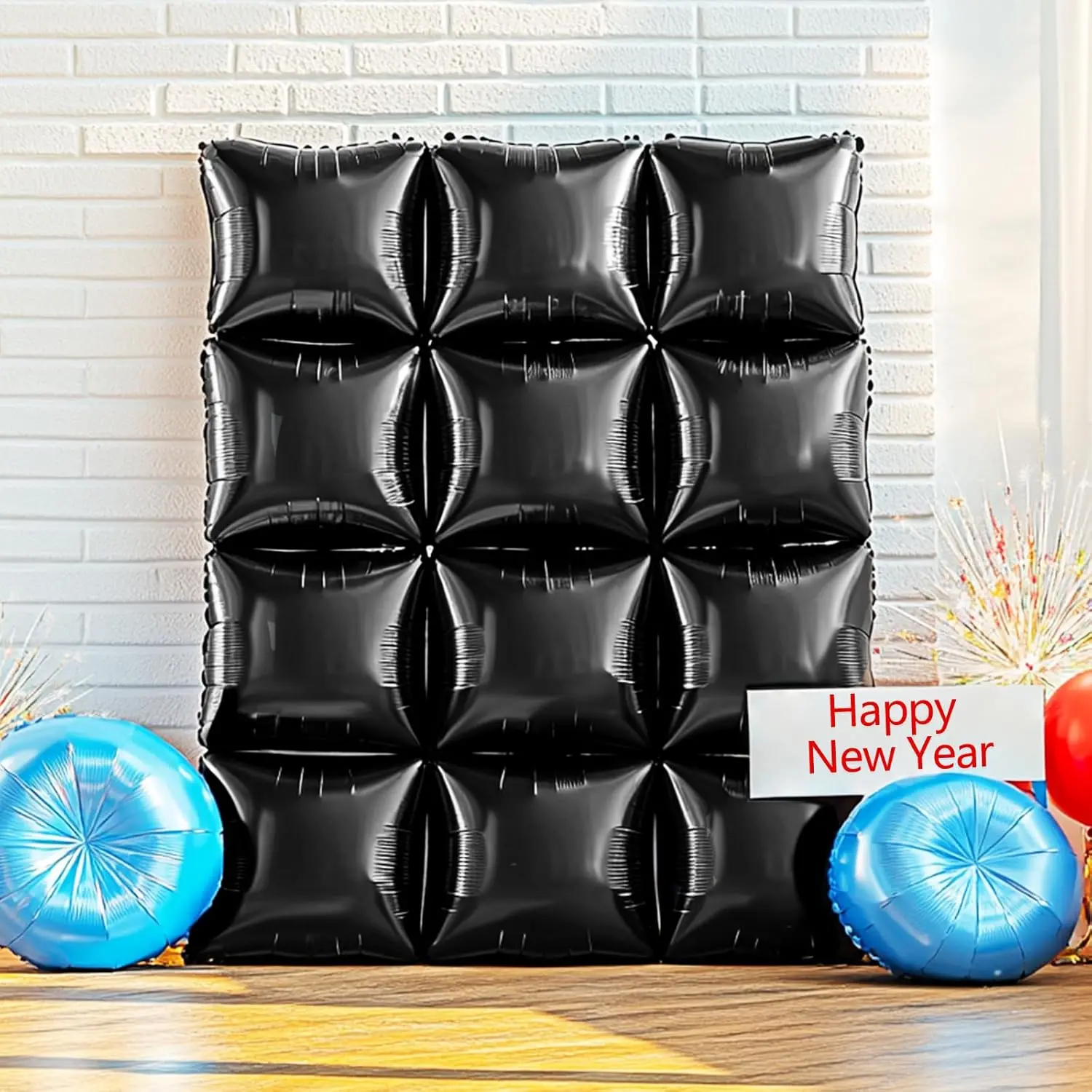 50/25 قطعة بالونات مربعة سوداء جدار خلفية مزدوجة الوجهين لامع أسود احباط بالون DIY بها بنفسك السنة الجديدة عيد ميلاد الطفل دش حفلة دي #5