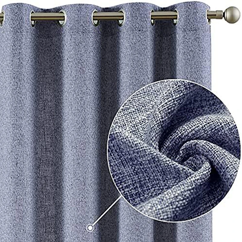 Custom linen curtains 100% blackout curtain fabric factory wholesale finished products