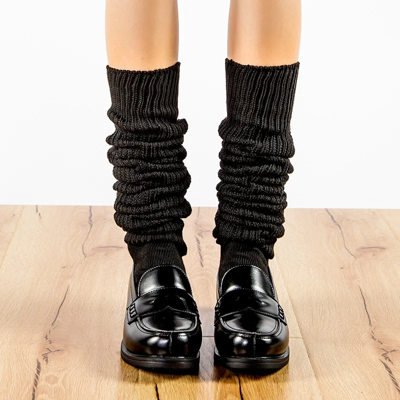 Calcetines holgados para mujeres y niñas, botas Slouch, accesorios de uniforme JK, calentadores de piernas, Cosplay, blanco y negro