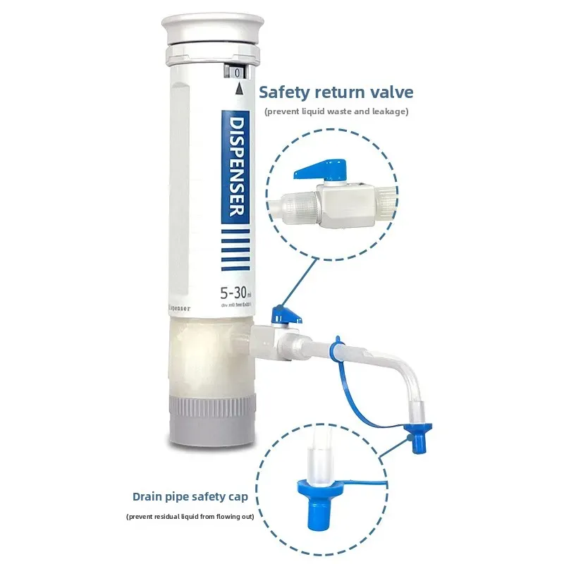 0.5-50ml Bottle Mouth Dispenser Adjustable – Large Capacity Lab Pipette for Liquid Reagent Transfer