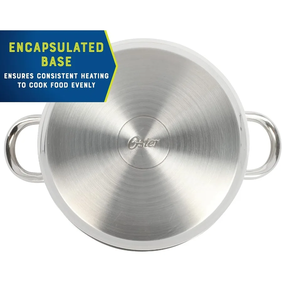 طقم أواني طهي من الفولاذ المقاوم للصدأ مكون من 12 قطعة من سانجرفيلد مع أدوات مطبخ للطهي المنزلي وأواني ومقالي متينة غير قابلة للتفاعل معها #5