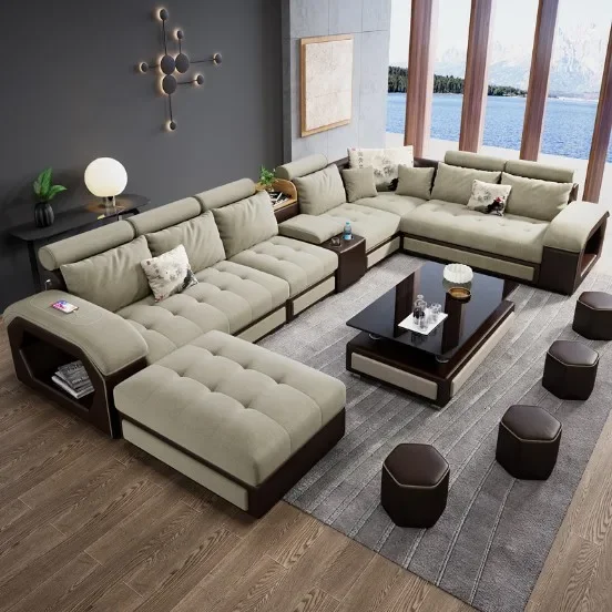 

Для современных секционных диванов, диван-кровать, диван для гостиной, набор домашних мебели, роскошный U-образный угловой диван, 7-местный