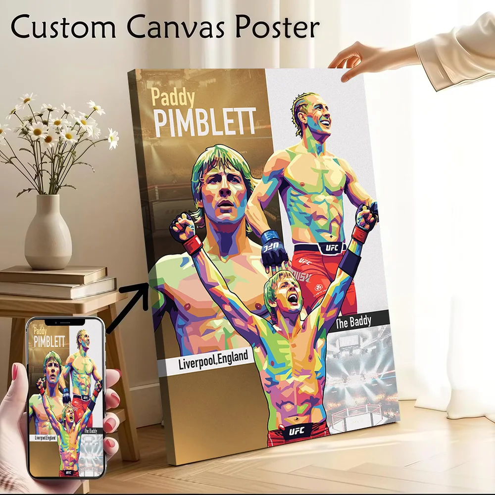 Paddy Pimblett Colorful Pop Art Canvas Poster Customizable Printed Canvas Painting Wall Art for Fans Room Decoration Gaming Home