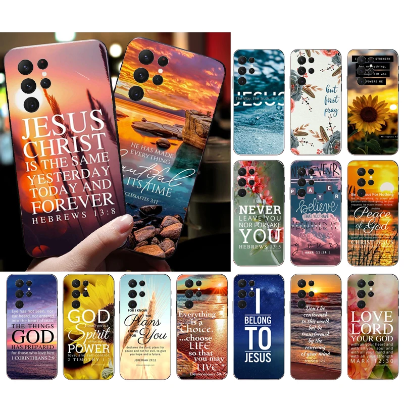 Phone Case For Samsung Galaxy S25 S24 S23 S22 S21 S20 Ultra S20 S22 S21 S20 Fe S24 Plus Bible Verse Jesus Christian God