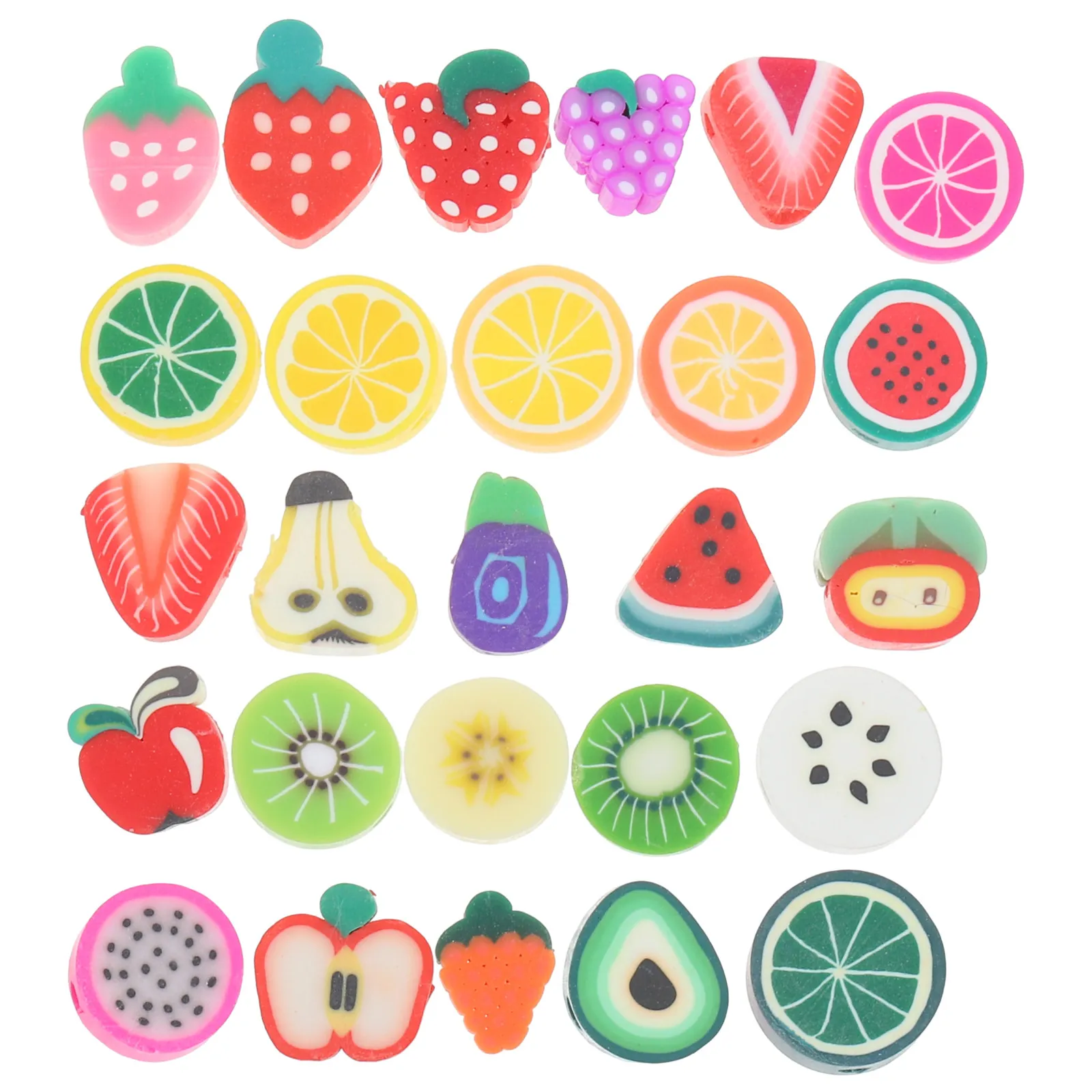 

200Pcs DIY Fruits Beads Polymer Clay Loose Spacer Beads for Necklace Making Bracelet Crafting Jewelry DIY Kits Portable Delicate