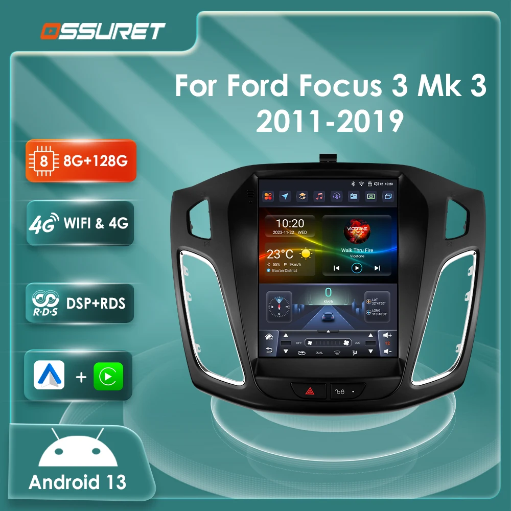 

9.7"Android 13 Car radio for Ford Focus 3 MK 3 2011-2019 Multimedia player 4G WIFI Carplay GPS navi Stereo Audio 7862 Head Unit