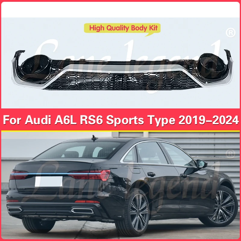 

Car Rear Bumnper Diffuser Lip Spoiler for Audi A6 A6L Sports Type 2019-2024 Car Rear Lip Spoiler Modify to RS6 Style Styling