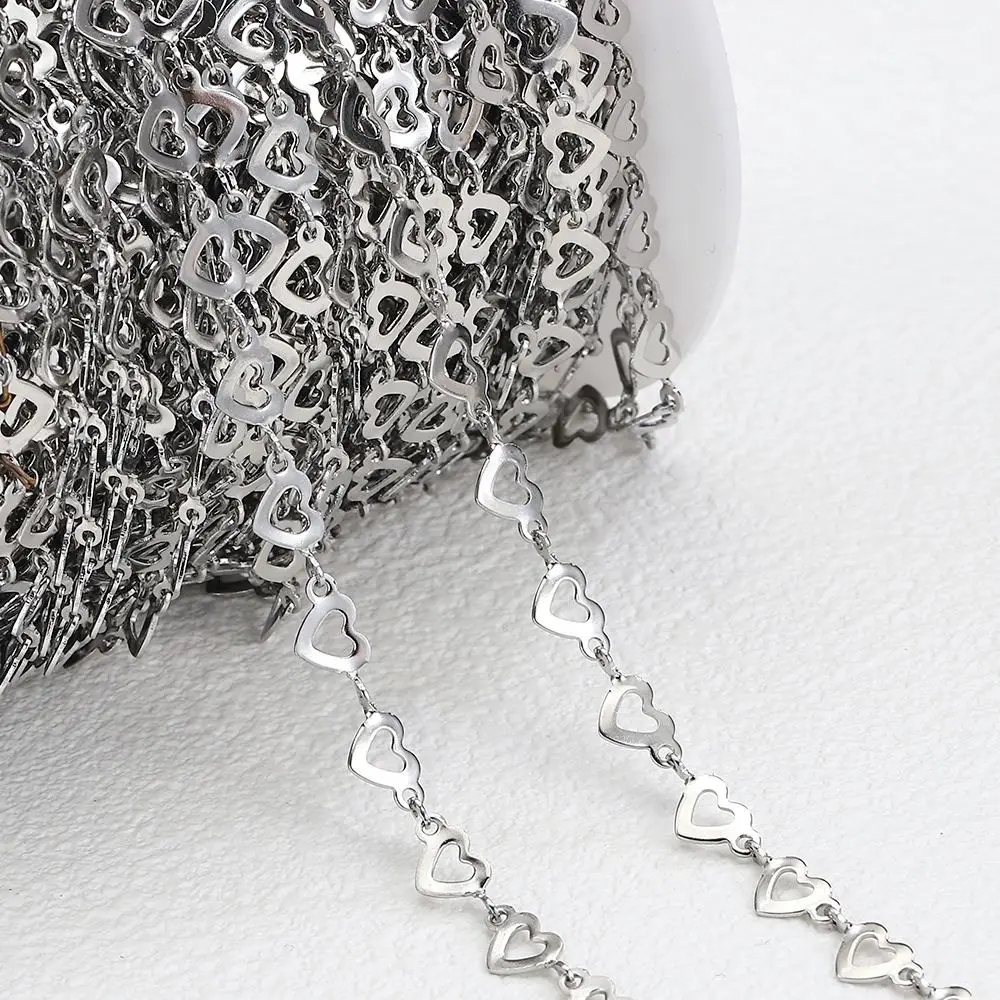 1 متر الفولاذ المقاوم للصدأ 5 مللي متر واسعة سلسلة القلب الجوف ل عقد دي اي واي سوار مجوهرات اكسسوارات