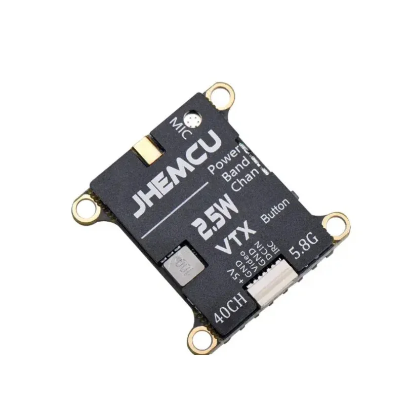 JHEMCU 2.5W VTX 5.8G 40CH Adjustable FPV Transmitter Built-in Microphone Heat Sink 2-6S 30X30mm