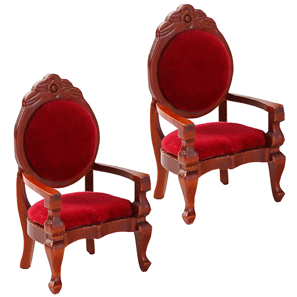 

2Pcs Solid Wood Miniature Chair Dollhouse Furniture Toddler Room Decoration Kids Creative Play Infant Interactive Mini Chair