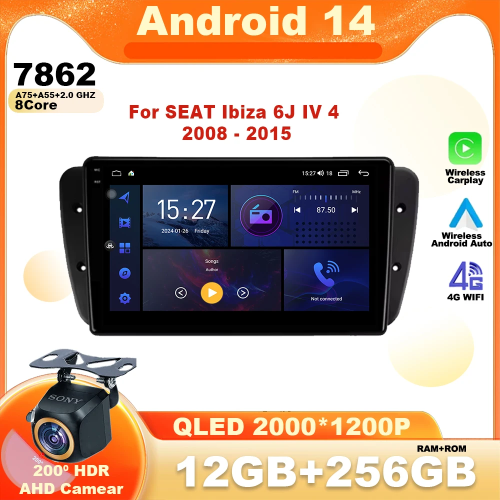 

Android14 Car Radio For SEAT Ibiza 6J IV 4 2008 - 2015 Multimedia Player GPS Navigation Video Stereo Audio Head Unit NO 2DIN DVD