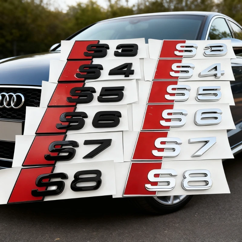 

3D ABS Audi Car Trunk Badge Sticker Black Chrome Logo Emblem for S3 S4 S5 S6 S7 S8 Models 8Y 8P 8V B6 B8 B9 8T C4 C6 C7 C8