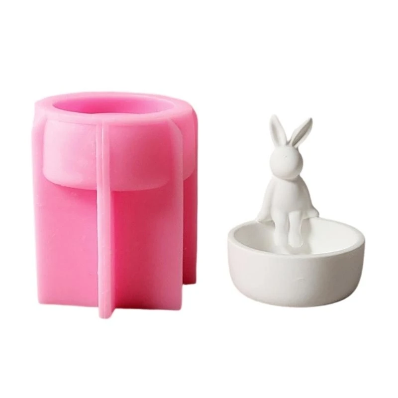 

Handmade Candlestick Silicone Molds Rabbits Holder Molds Storage Container Molds Ornament Plasters Molds