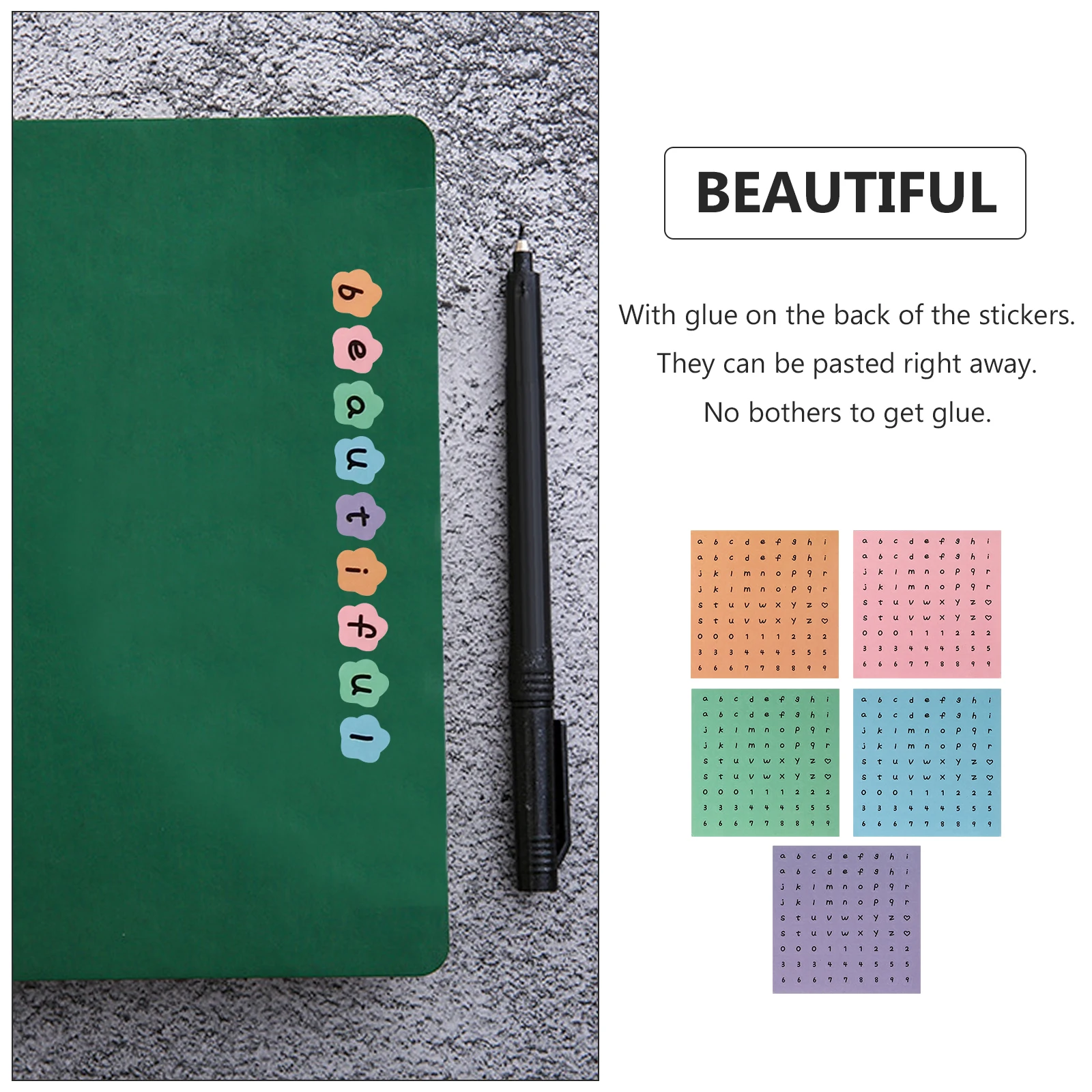 

15pcs 15 Sheets Alphabet Stickers Self Adhesive Decorative Scrapbook Letter Decals English Paper Craft Premium for Kids