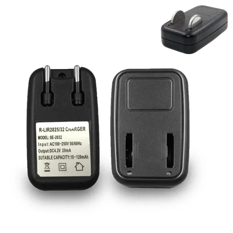 Eu Plug Voor Lir2032 Lir2025 Ml2032 Ml2025 Cr2032 Muntknoopcel Batterij Ac Power Lithium 2032 2025 Acculader Adapter