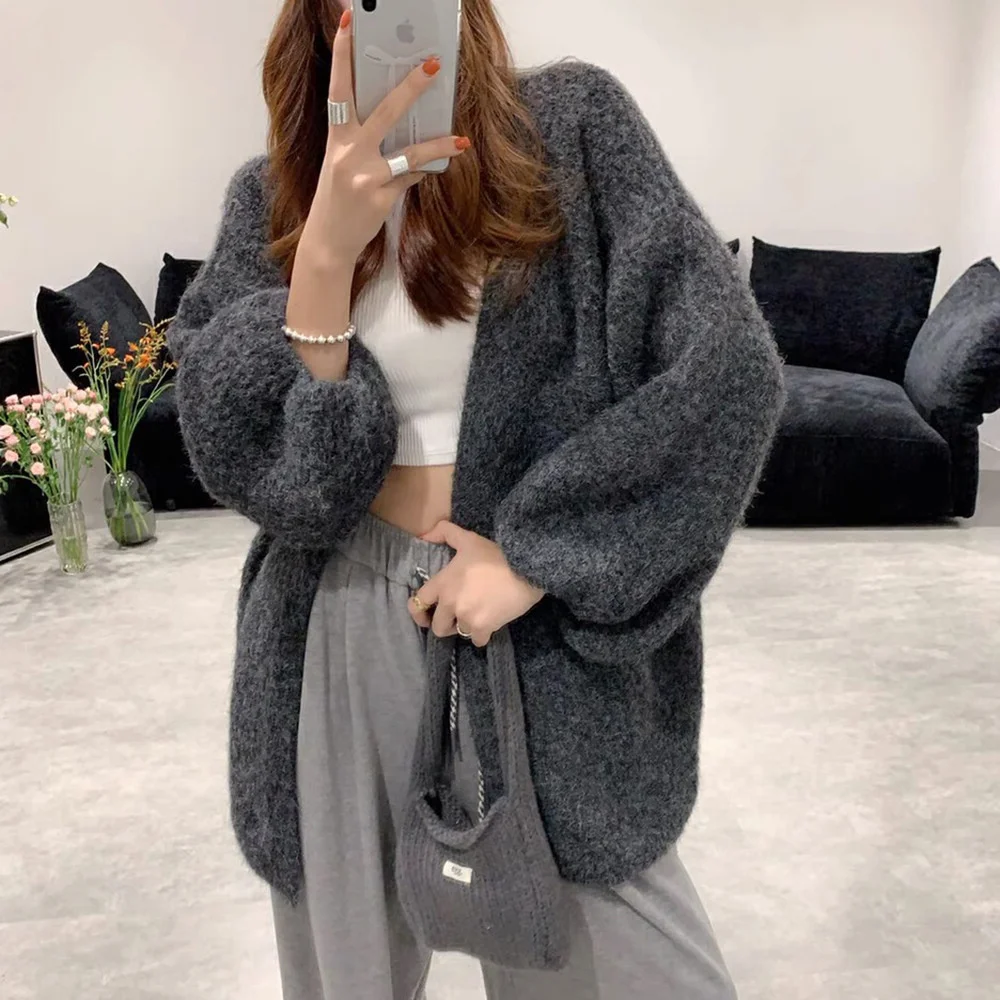 

Длинные кардиганы в стиле шоу-джи для женщин, весенние, кружевные, для вечеринок, с оборками, в стиле бохо, вязаные, простые, нарядные, в стиле сеул, перфорированные, широкие, для офиса