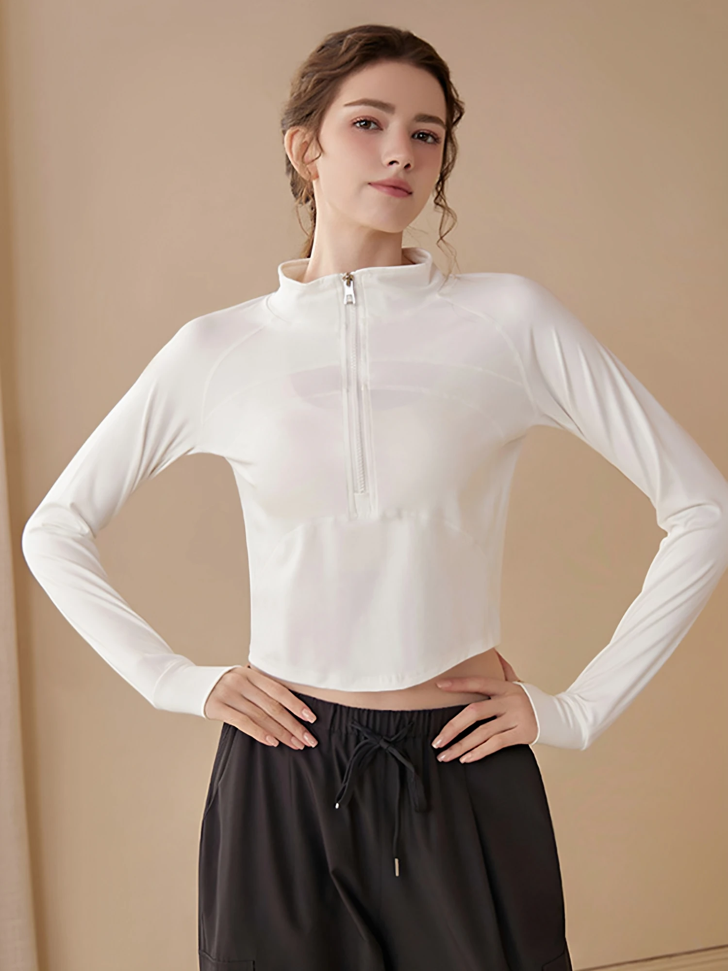 

Women's Yoga Running Tight Fit Long Sleeve T-Shirt Fitness Sportswear Quick Dry Half Zipper Comfortable Breathable Sporty Style