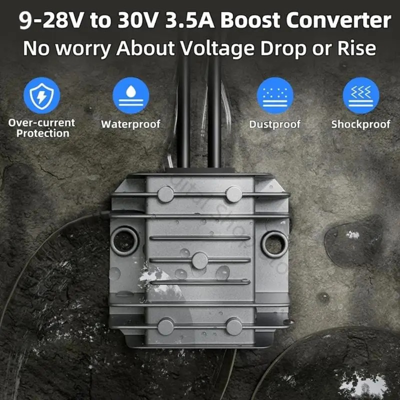 96BA 12V auf 30V 3,5A Netzteil-Konvertermodul mit Ausgangskabel für Fahrzeugverkabelung und mobile Geräteversorgungsaufgaben – Detail 5