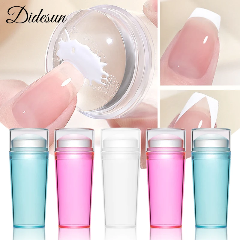 

2pcs Transparent Nail Stamper with Scraper Jelly Silicone Stamp for French Nails Manicuring Kits Nail Art Stamping Tool Set