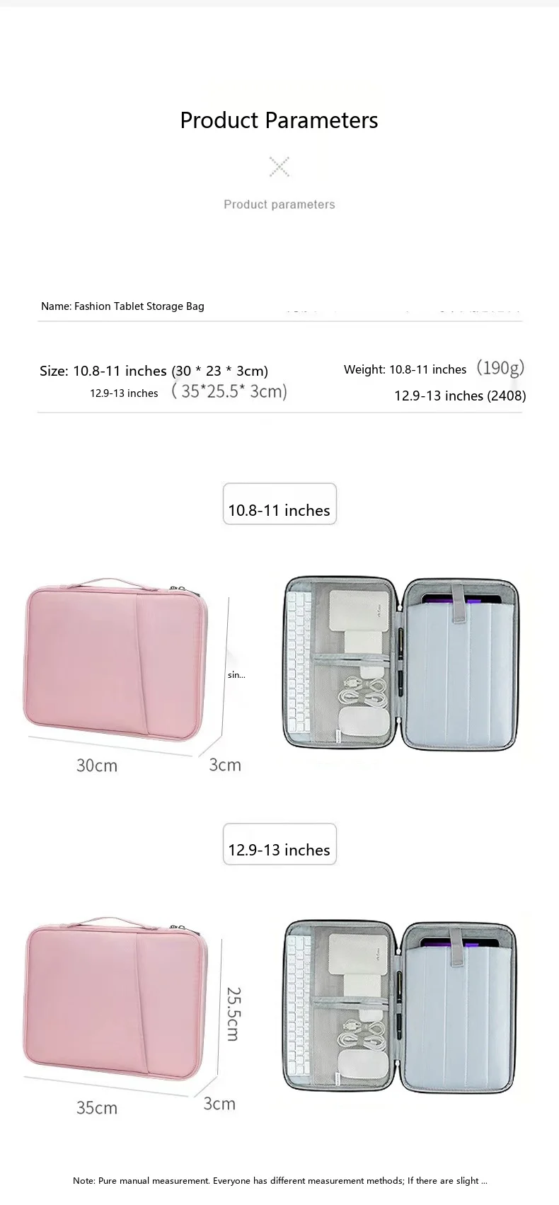 Oxford Tablet-Handtasche 11-15,6 Zoll Wasserdichte Tragetasche für iPad mit Plüschfutter – Detail 1