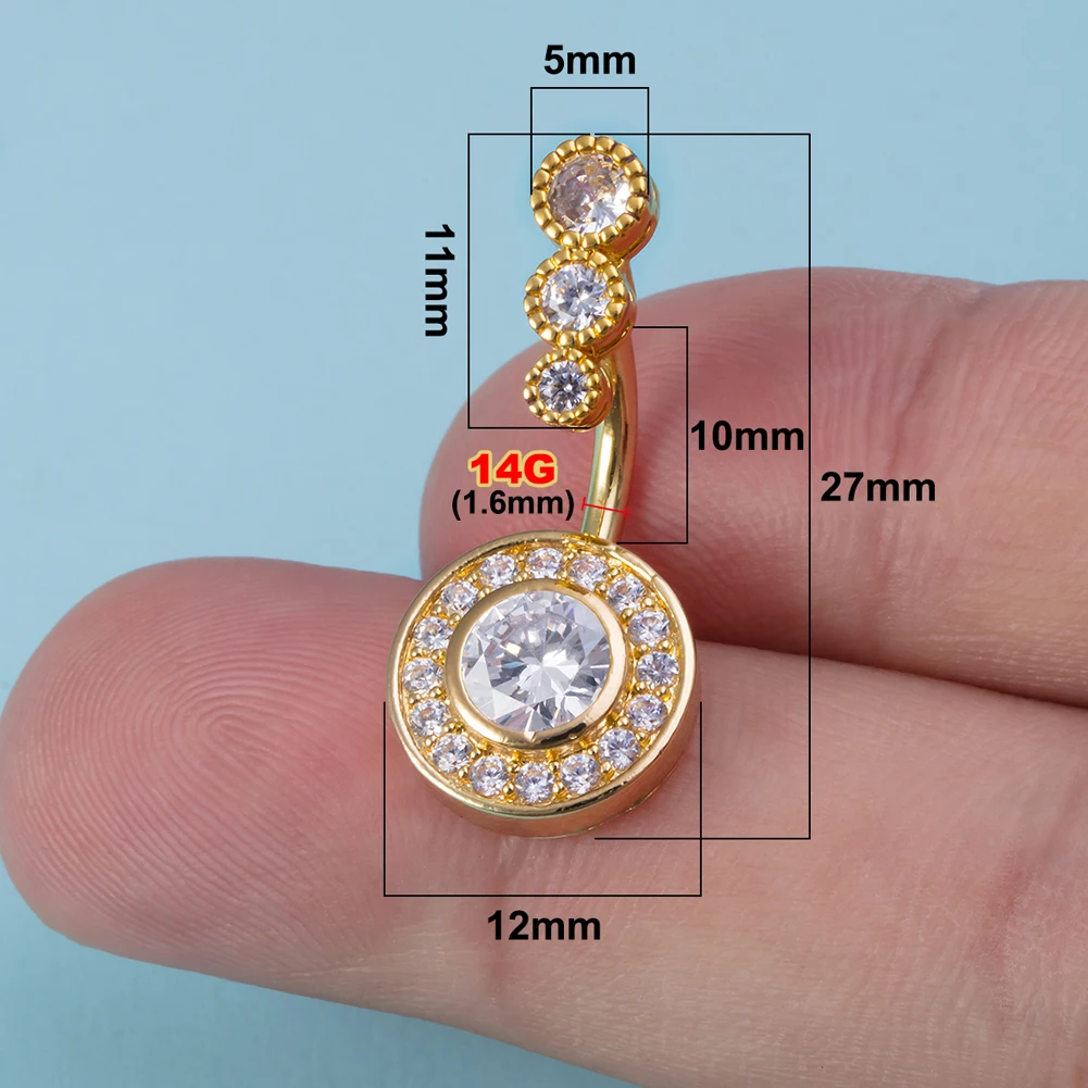 1pc 316L Surgical Steel Belly Button Rings Clear CZ Navel Rings 14G Sexy Belly Rings Cubic Zirconia Belly Navel Piercing Jewelry