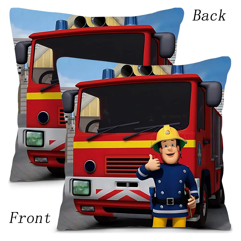 Pillow Covers Cartoon Firemans sams Sofa Decorative Home Double-sided Printing Short Plush Cute Cushion Cover