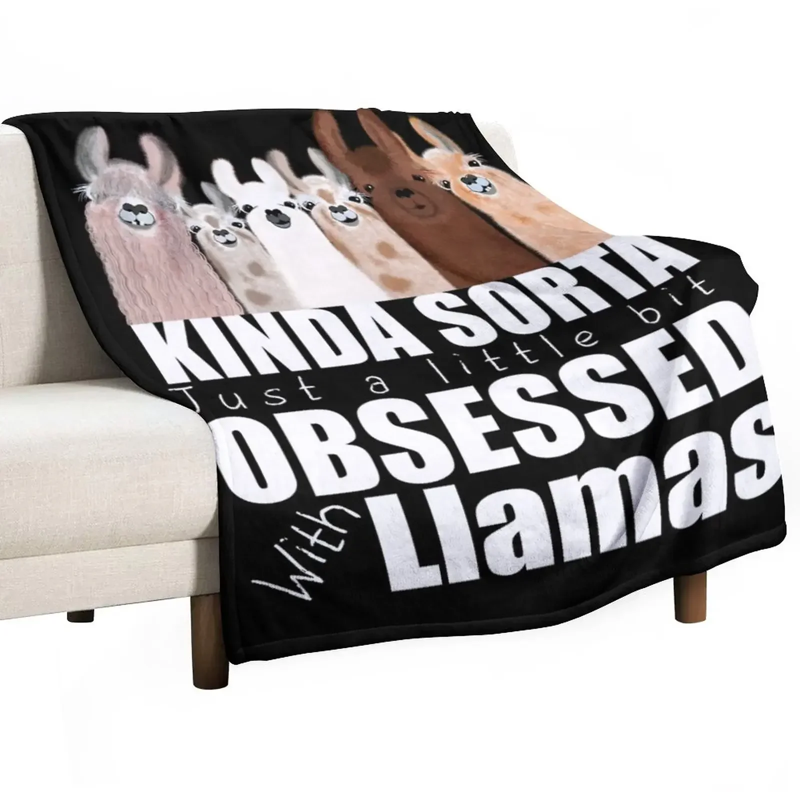 Obsessed with llamas just a little bit Throw Blanket Stuffeds anime Camping funny gift Blankets