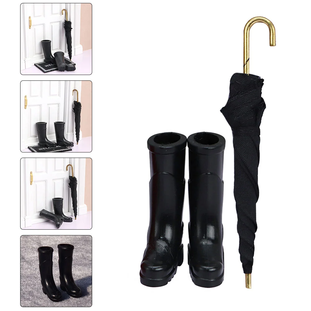 Dollhouse Toys Decor Boots Micro Scene Umbrella Rain Decors Miniature Shoes Decoration