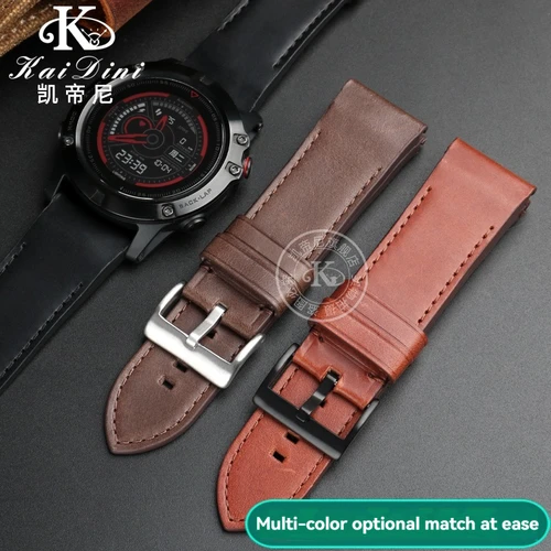 Imagen 2 del producto Correa de cuero 20 22 26mm Quickfit para Garmin Fenix 8 51 47mm 7X 7 Pro 6X 6 Pro 5X 5 Plus Enduro 3 2 pulsera de correa de piel de vaca