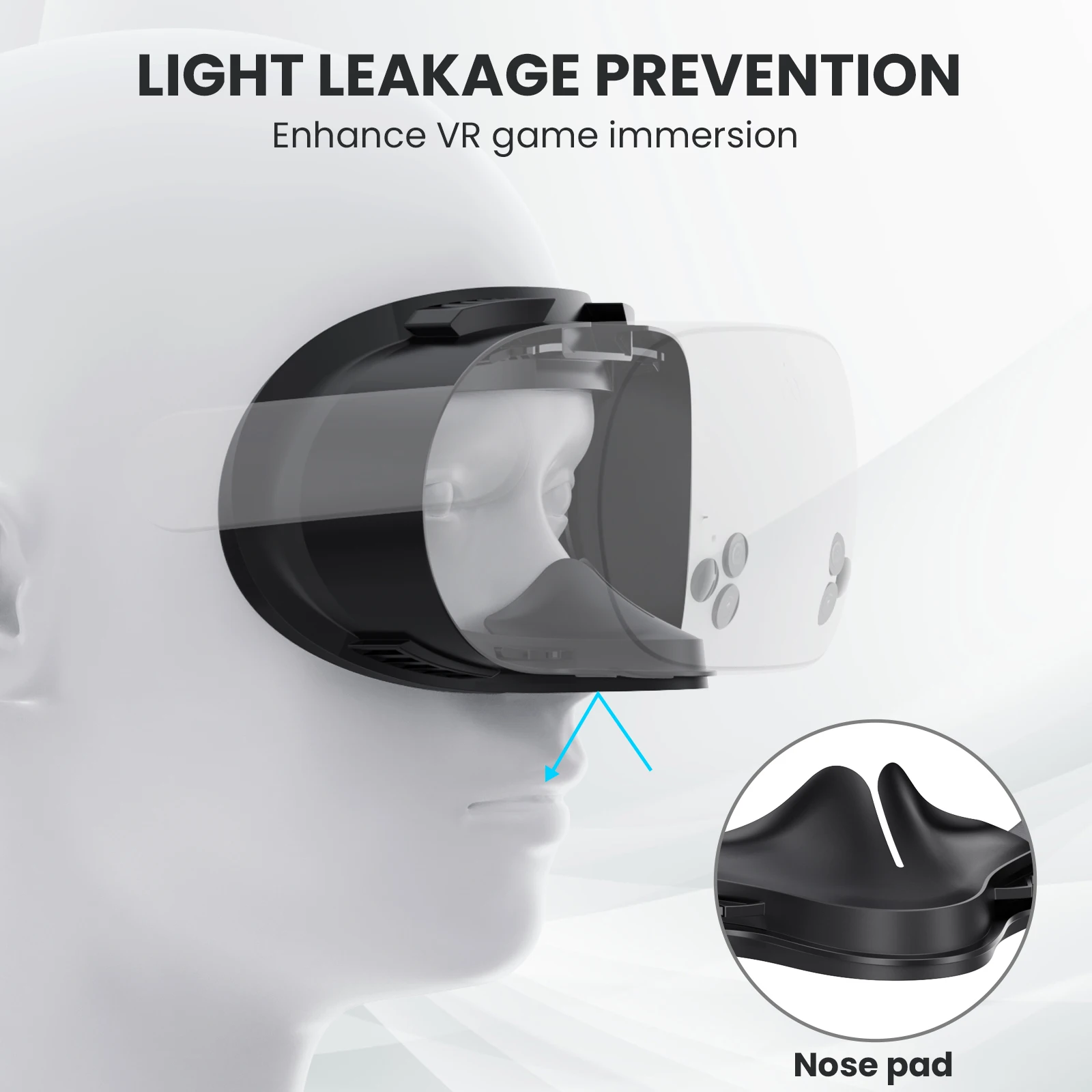 GOMRVR Compatible with Meta Quest 3 Foam Cushion Replacement, Anti-Leakage Light Nose Pad Face Cover Oculus Quest 3 Accessories