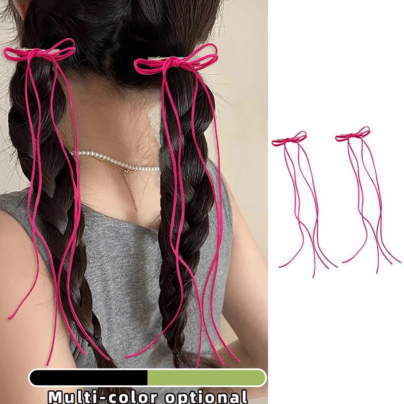 

1 Pair Balletic Deer Hair Tie Silk Ribbon Bow Hair Clip Double Layer Cute Women's Hair Accessories Sweet Style Versatile Hairpin