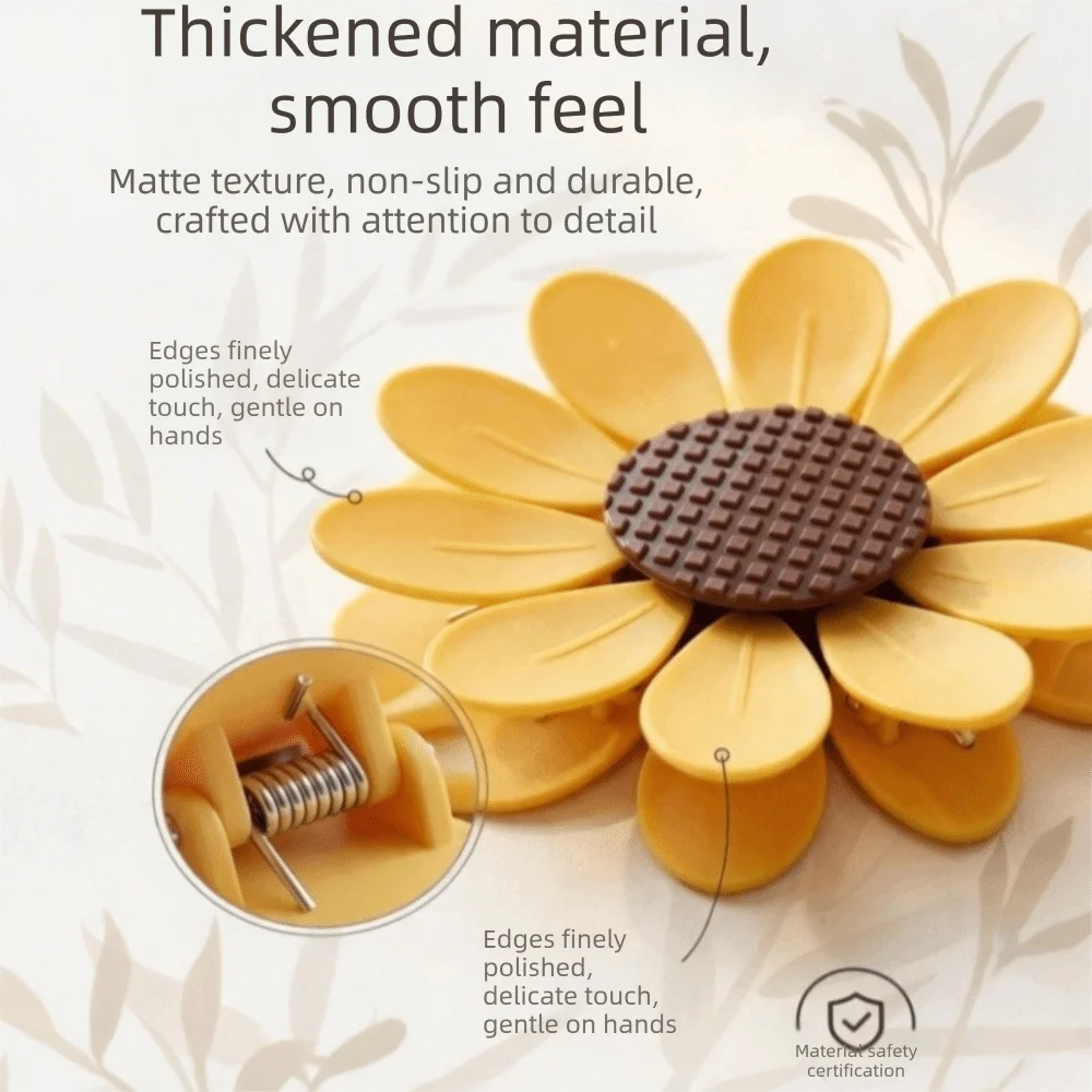 Sunflower Magnetic Sealing Clips Multi-Petal Durable Document Folder Clips Plastic Detachable File Clips Fridge Magnet