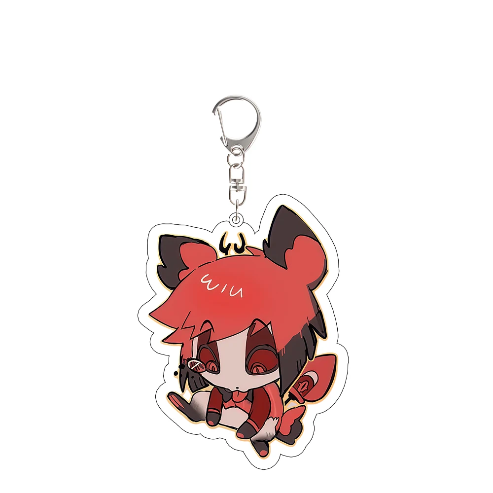 لفندق هازبين Q نسخة فالنتينو فوكس الملاك الغبار تشارلي مورنينجستار سلسلة مفاتيح مصنوعة من الأكريليك مخصصة الرسوم المتحركة على ظهره قلادة هدية #5