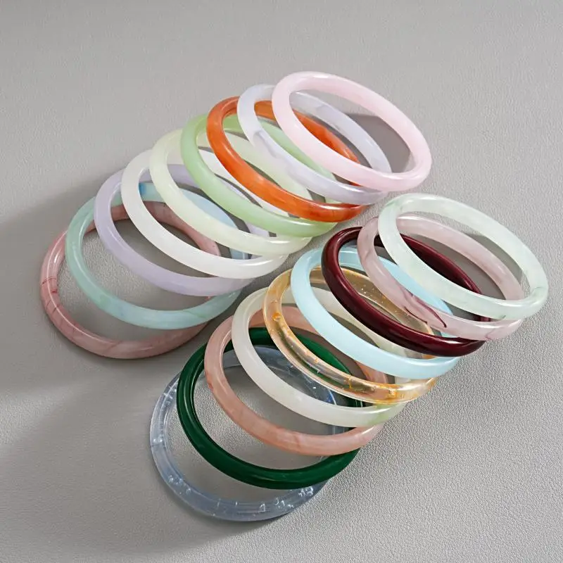 Imitation Jade Chalcedon Bangle for Women Classic New Chinese Style Polished Waterproof Bracelet for Valentine's Day Gift for G