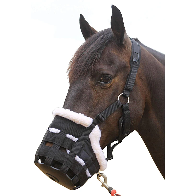 Custom High Quality Horse Feeding Brake Plastic Horse Grazing Muzzle Equestrian Equipment Horse Muzzle with Halter