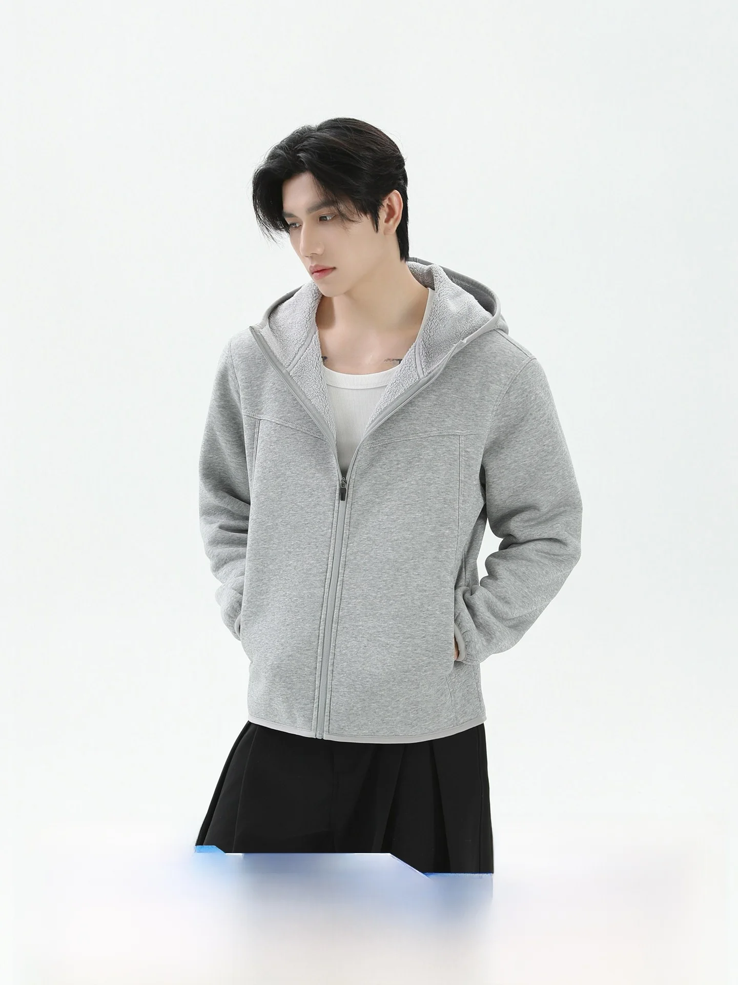 

Повседневная толстовка-кардиган Turn Tide с капюшоном, свободного кроя, на флисовой подкладке, для молодежи, для поездок на работу и тренировок, осень-зима