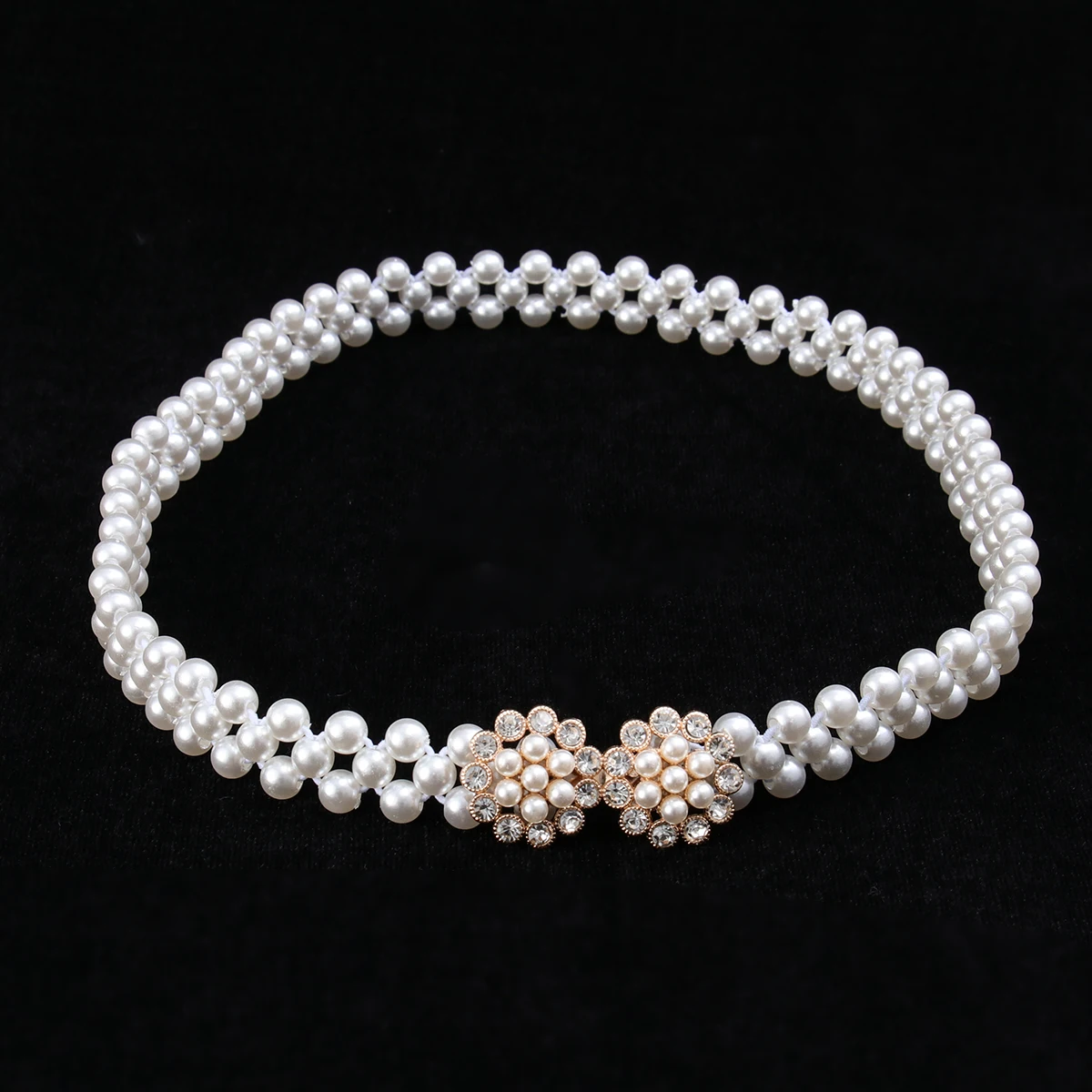 

Elastic Women Belt Rhinestone Pearl Dress Accessory Durable Fashion Creative Women Waist Belt DesignVintage Style