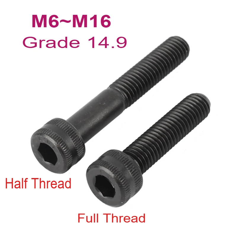Grade 14.9 M6 M8 M10 M12 M14 M16 High Quality Black Full/Half Thread Hexagon Hex Socket Head Cap Screw Allen Bolt Screws