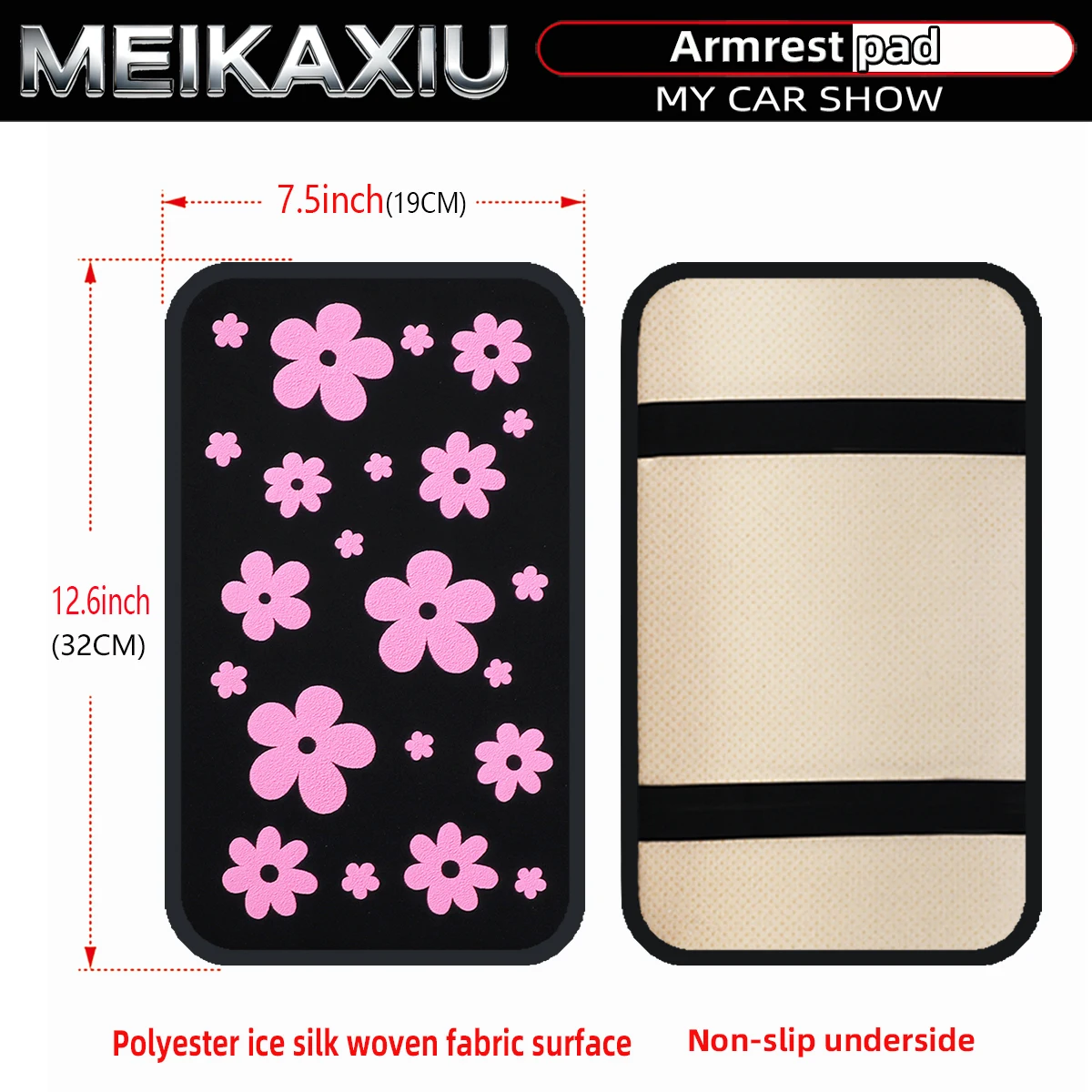 New Style Waterproof Fabric Pink 3D Foam Flower Car Armrest Pad, Center Console Pad, Car Decoration Item, Women's Product