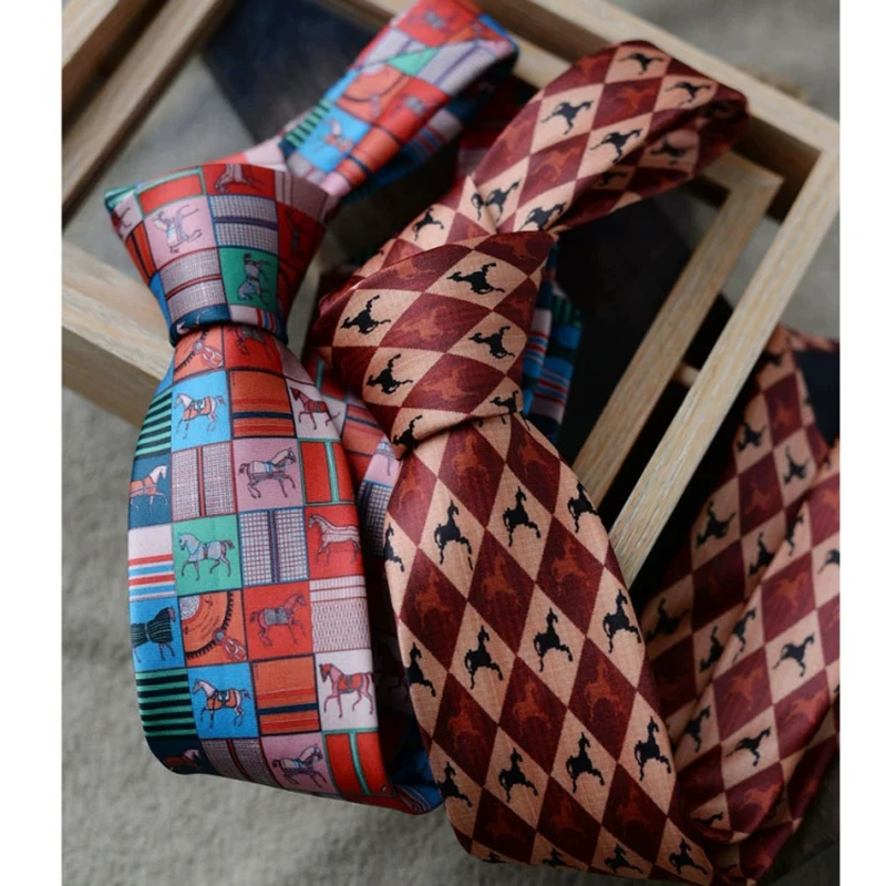 8 cm breedte nieuw ontwerp bedrukte stropdassen retro anker dier groen bruin stropdassen voor mannen dagelijks gebruik shirt smoking accessoires cadeau