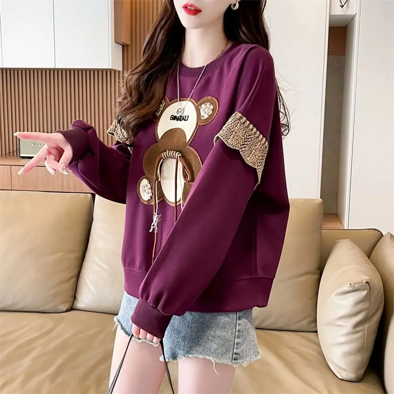 Rode Dames Sweatshirts Baggy Esthetische Designer Sweatshirt Y2k Stijl Essentiële Goedkope Emo Kleine Beer Vrouwelijke Trui Top Los