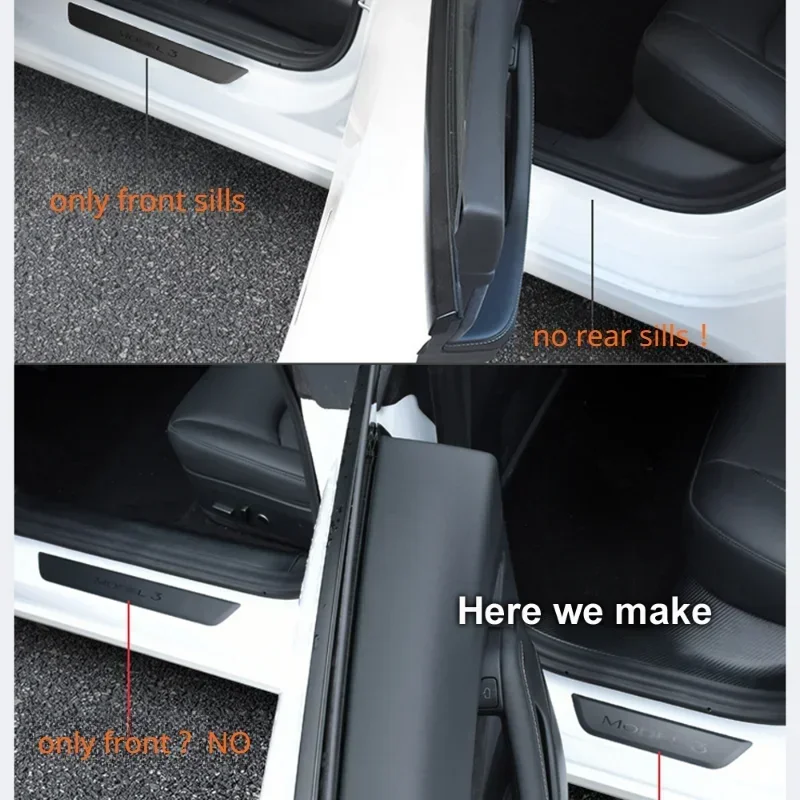 Rear Door Sill for Tesla Model 3 Y ABS Welcome Pedal Stickers Protection Strip Decoration Wrap Cover Car Accessories 2017-2023