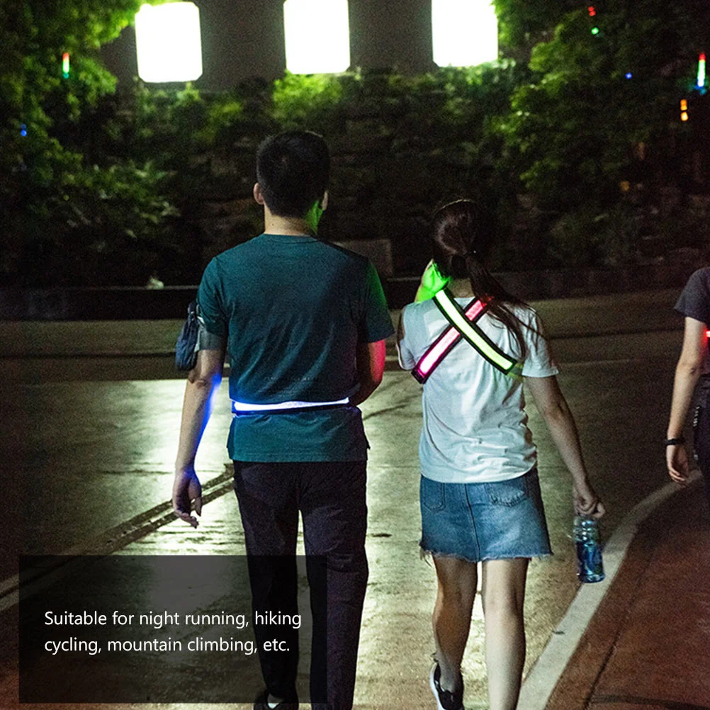 

Usb Rechargeable Reflective Belt Adjustable Running Strap Running Reflective Belt For Night Cycling Hiking Outdoor Sports Green