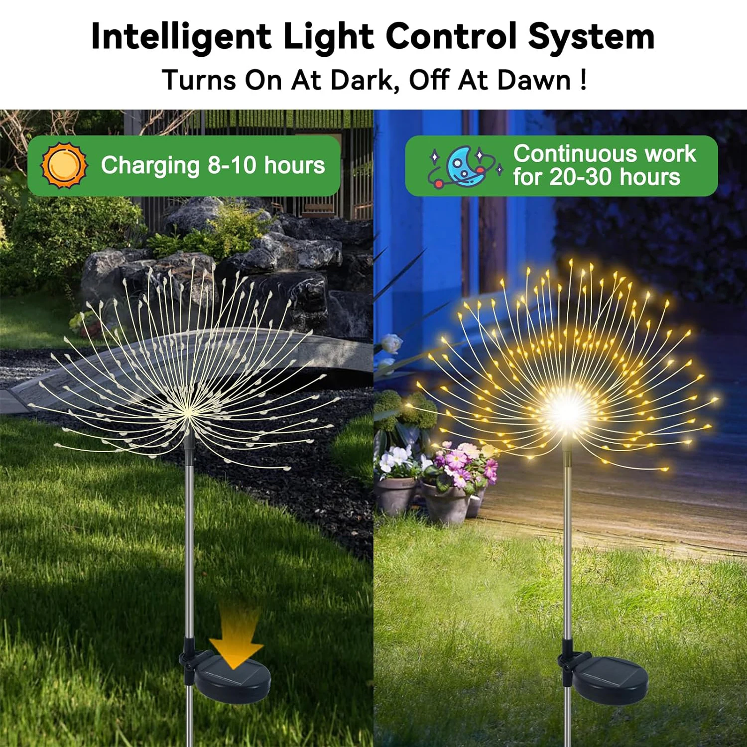 Imagem -02 - Firework Solar Lights For Garden Waterproof Starburst Sparkler Lights Outdoor Yard Path Pátio Decorativo Modos