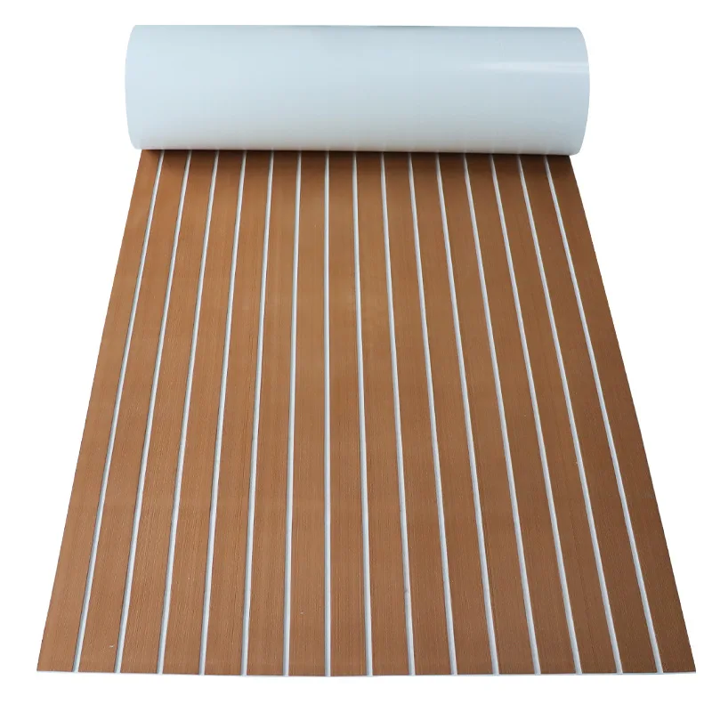 2400*450mm Eva Foam Faux Teak Boot Dek Mat Vel Teak Jacht Marine Vloer Waterdichte Ponton Bruin zwarte Vloeren MotorBoten - afbeelding 1