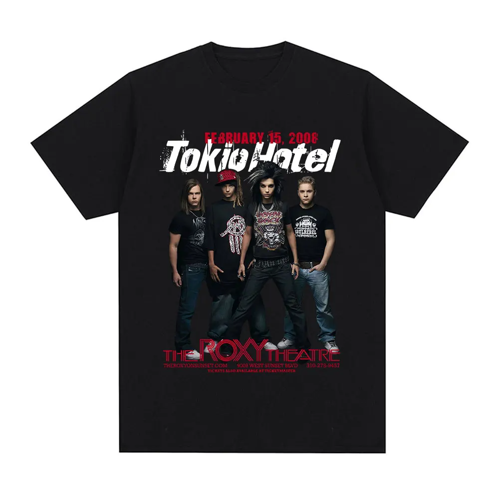 Banda de rock tokio hotel música gráfico t camisa das mulheres dos homens hip hop punk gótico camiseta puro algodão oversized manga curta camisetas
